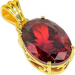 925 Sterling Silver Garnet Oval Gemstone Pendant for Women & Girls | 13x18 mm Semi-Precious Stone Necklace Pendant-image-26