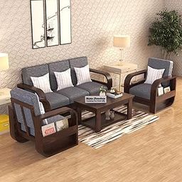 SIGNATURE KRAFT Wooden Sofa Set 5 Seater Sofa Set with Cushions for Office, Home, Lounge Furniture Sheesham Wood Sofa for Living Room 5 Seater Sofa Set in Walnut Finish-image-59