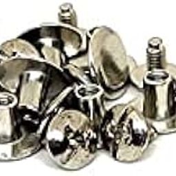 Nimida™ Flat Headed Nickel Plated Belt Screw Binding Screw Chicago Screw Rivet Stud - Pack of 50 Pairs for Buckle Leather Craft Bag Belt-image-2