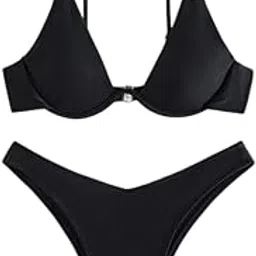 dream x fashion Solid Padded Underwired Bikini Set for Women - Adjustable Straps, Quick-Dry Swimwear for Beach & Pool – Stylish Two-Piece Swimsuit-picture-1