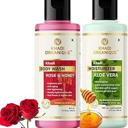Khadi Organique Rose Honey Body Wash & Aloe Vera Moisturizer Lotion Duo for Nourished, Glowing Skin – Suitable for All Skin Types, Men & Women (420 ml)-image-94