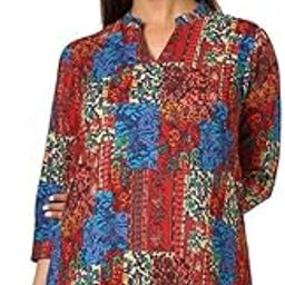 Womens Maroon Cotton Blend Ethnic Motifs Print Tunic-picture-1