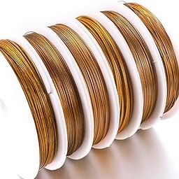 Dhruv Crafts .Metal Beading Wire Tiger Tail Wire Silver for Crafts Work, DIY Jewellery Making and Beading, 0.45 MM, 100 Mtrs |Gold|-image-48