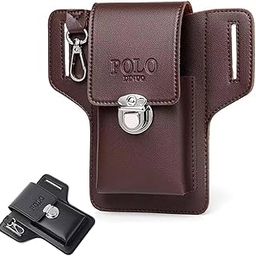 Prostuff.in® Unisex Faux Leather Waist Bag, Casual Solid Color Adjustable Strap Belt Bag with Polyester Lining, Lightweight Gadget Pouch with Key Ring Closure for Men Women Multicolor 1 Pcs-picture-4
