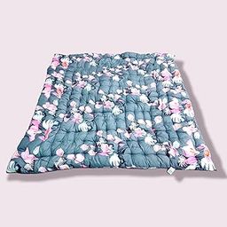 Deevine Craft Soft Cotton Quilt | Foldable Movable Picnic Light Weight Filled Single Firm Mattress| Gadda (3D Design Printed, Small Queen Capacity, 5 x 6 ft or 60 x 72 Inches) (Grey Floral)-16