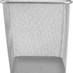 Ubervia Paper Bins - Steel | Mesh Wastebasket Recycling Bin Round Stainless Steel Waste Basket Trash Can Garbage Can forOffice Bathroom Bedroom or Kitchen Silver-picture-0