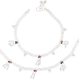 Silver Plated Traditional Anklets Payal Fancy Pair- Classic and Stylish for Women and Girls-image-89