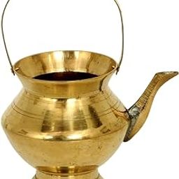 Kailash Nath & Sons Traditional Brass Kamandal Holy Water Vessel for Temple Puja, Ceremonial Kalash with Handle-20