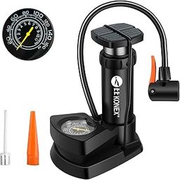 Konex High-Pressure Foot Air Pump with Meter for Bicycle, Bike, Car Tires, Football, Basketball, and Other Inflatable Sports Equipment & Balls (Black)-19