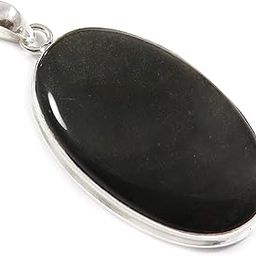 Goyal Craft Women Golden Obsidian Natural Gemstone 2.25" Silver Plated Pendant Jewellery GPCN31-picture-52