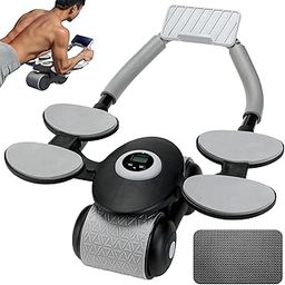 Jukmen Ab Roller with Elbow Support, Upgraded Ab Roller Wheel Automatic Rebound Abdominal Wheel with 4 Elbow Supports and Timer, Abs Wheel Roller, Plank Abdominal Exercise Roller for Core Trainer-7