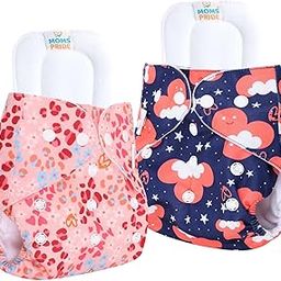 MOM'S PRIDE® Baby Pocket Cloth Diapers Printed Reusable,Washable, Adjustable One Size Adjustable New Baby Cloth Diapers 0-2 years (2 Printed Diaper Covers with 2 Insert Pad)-16