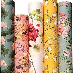 Aakar Pack of 5 Multicolor Floral Gift Wrapping Paper Sheets | 29 x 19 Inches | Matt Finish | 90 GSM Sheets | Ideal for Home Decor, Birthday, Wedding, Anniversary, Christmas & Festive Occasions-25