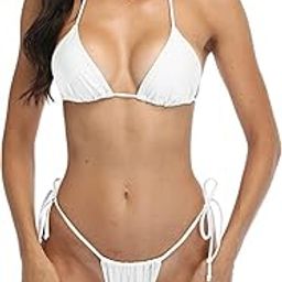 Women's Two Piece Bikini Set with G-String, Sexy Tie Side Triangle Swimsuit-image-93