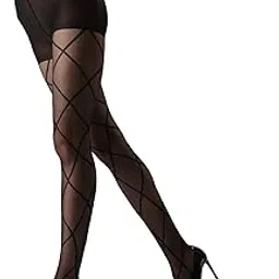 mudtale Sheer Black Criss Cross Pattern Hosiery Tights pantyhose Stockings for women and girls-picture-1