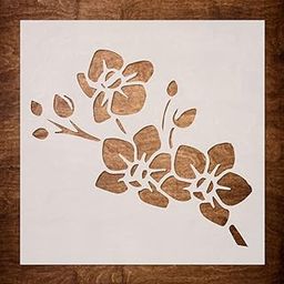 Ivana's Flower Stencils for Painting on Wood, Canvas, Paper, Fabric, Walls and Furniture - Orchid Stencil - 6x6 Inches - Reusable DIY Art and Craft Stencils - Flower Paint Stencil-image-99
