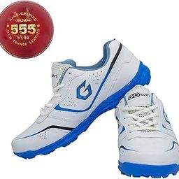 Academy White/Sky Cricket Shoes Size-6 with TR-555-R Cricket Leather Ball Alum Tanned Red-image-71