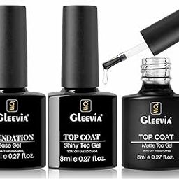 No-Wipe Glossy & Matte Top Coat & Base Coat Gel Combo Kit for Gel Nail Polish, Long Lasting High Gloss and Matte Effects Soak-off UV/Led Gel DIY at Home (Combo Of 3) 8ml/each-0