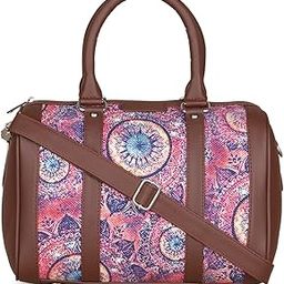 Pink Graphic Printed Vegan Leather Handmade Women's Handbags with double handles and detachable Sling Strap - SpaceChakra-image-14