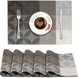 HOKIPO PVC Washable Table Mats for Dining Table - 45x30 cm, Set of 6 (AR882)-image-97