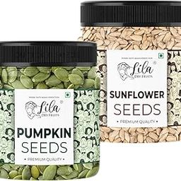 LILA DRY FRUITS Raw Pumpkin and Sunflower Seeds Combo 500g Each Pack of 2 | Protein Rich Healthy Snacks | High Fiber Superfood | Immunity Booster Diet | Seeds for Eating, Salads, Smoothies, Roasting (1 kg)-image-0