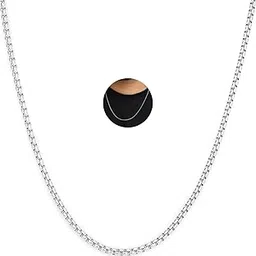 vama FASHIONS Classic Simple Stainless Steel Silver Western Charm Stylish Neck Box Necklace Chains for Men Boys-picture-46