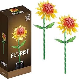 2 Pcs for Lego Flower Bouquet Set Sunflower Flower Gifts Lego Set with Building Blocks for DIY kit Craft (Includes 2 Flowers)-22