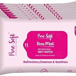 Pure Soft Rose Mist Refreshing Wet Wipes 25N Each - Pack of 8 | Wet Wipes for Face with Rosehip Extract, Hibiscus Extract & Calendula Extract | Makeup Remover Wipes | Hydrating, Refreshing, Soothing | Paraben & Alcohol Free-image-71