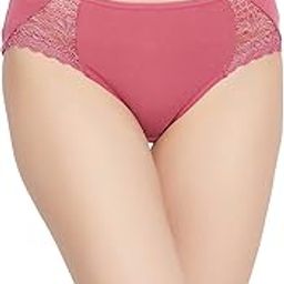 Women's Cotton Mid Waist Hipster Panty with Lace Inserts in Pink-picture-8