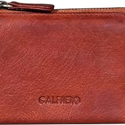 Women's Genuine Leather Wallet-Long Purse Wallet, Zip Pocket and Note Compartments (Cognac)-image-78