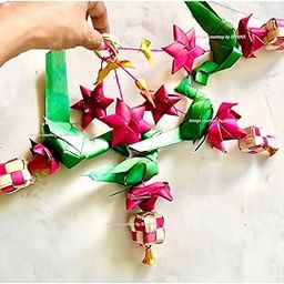 SPHINX Handmade Palm Leaf Parrots Hangings, Palm Leaf Lotus Hangings, Eco-Friendly Organic Decorations for Main Entrance Pooja Room (Color as per Stock) - (5 Pieces,Parrot hangings (ND), Small)-image-17