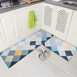 Sharda Home Decor Export Quality Pvc Anti-Skid Washable Rectangular Shape Carpet & Rugs In Kitchen Home Mat Set (18 X 54 & 18 X28 Inches) Combo Of 2 Pieces- Wel Come-19