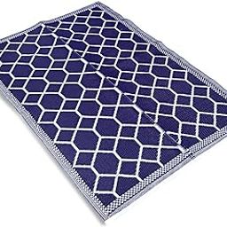 Fancy Mats - Geometric Diamond Shape Design - Plastic Floor Mat - Reversible, Waterproof - Indoor/Outdoor Use - 4 ft x 6 ft (120 cm x 180 cm) (Indigo Blue)-image-9
