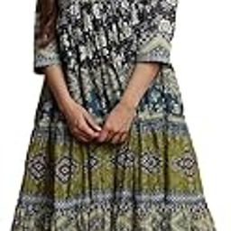 Women's Fit and Flare Knee Length 3/4 Sleeve Round Neck Cotton Knee-Length Dress Midi-image-28