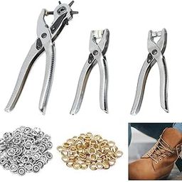 S SINDHIA® Portable 3 In 1 Leather Card Belt Hole Punch, Eyelet Pliers & Snap Button Setter Tool Kit, Silver Colour (3 Pcs/1 Set)-image-18