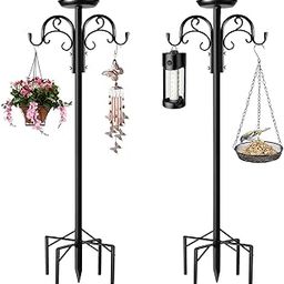 Double Shepherds Hooks for Outdoor Heavy Duty, Adjustable Shepherds Hook, 2 Pack 77 inch with 5 Prongs Base, Garden Hooks for Hanging Bird Feeders, Hanging Plants, Solar Light Lantern-image-38