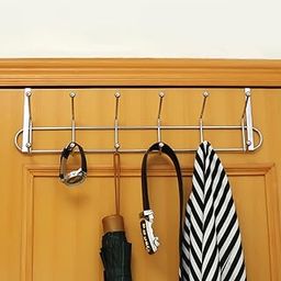 ATCAN Multifunctional Metal Chrome Finish Over The Door Hook Organiser Door Hanger Wall Hook for Hanging Clothes Umbrellas Jackets Scarfs Bags Keys Coats Dress Towel (12 Hook)-80