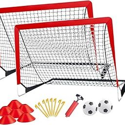 LOOM TREE® Kids Soccer Goals Lightweight with Soccer Ball for Outdoor Sport Garden Yard Red 2 Net | 1 Set Soccer Nets-picture-15