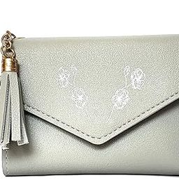 Women's Faux Leather Mini-Trifold Pocket Wallet 4 Cards 1 ID Slot-TRIFOL (Light Grey)-54