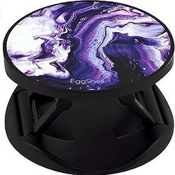 eggshell Premium Glossy Back Holder (Sockets) Mobile Finger Grip Finish Effect with Black Expanding Stand and Fold Compatible All Basic Cell Phone (Purple Marbel Art)-image-103