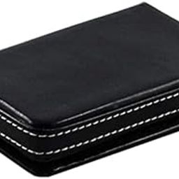 WeKonnect; Pocket Sized Stitched PU Leather Credit Card Holder Visiting Business Card Case Wallet with Magnetic Shut for Men & Women (10 x 6 x 1.6 cm, Black)-14