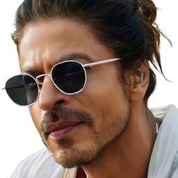 Unisex-Adult Hexagonal Latest Non-Polarized Sunglasses Inspired By Srk Stylish Sunglass Uv Sunlight Protection Goggles (Siver Black), Medium-image-85