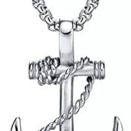 Mens Jewelry Vintage personality Alloy Caribbean Pirate Anchor Pendant Necklace chain for Men - 1 Piece-image-2