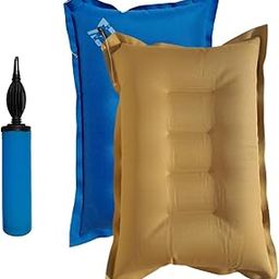 PM SQUARE Inflatable Soft Portable Khaki + Colour Air Travel Pillow with an Air Pump for Travel in Train, Bus, Camping, Hostel and Office-13