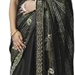 Dark Mehendi Chiffon Saree with Diamond Work-image-45
