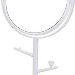 BEYTEQ Round Desk Mirror with Cute Cat Ears- Rotatable HD Vanity Makeup Mirror with Stand for Desktop or Dresser (White)-image-89