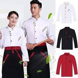 ExhilaraZ Household 1Pc Unisex Single Breasted Long Sleeve Chef Coat Working Uniform Cook Clothes-image-20