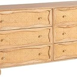 THE KASHTH Mango Wood & Rattan Dresser – 6 Drawer Solid Wood Storage Cabinet for Bedroom, Modern Boho Design, Durable & Stylish Furniture for Home Organization (40D x 120W x 76H Centimeters)-image-19