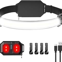 ProaStar Headlamp Rechargeable, Super Bright 1000 Lumen LED with White Red Light, 230° Wide Beam Illumination Waterproof Headlamp, 5 Modes Headlamps for Camping, Hiking, Hard Hat Runner-12