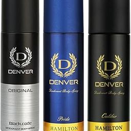 DENVER Pride, Black.code Original & Caliber Nano Deodorant Spray For Men-50ML Each, Pack of 3-48